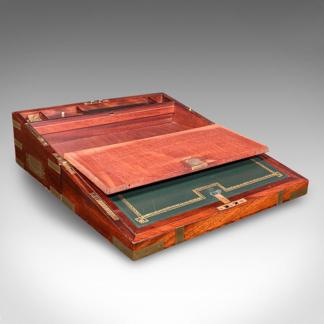 Antique Campaign Writing Slope, English Correspondence Box, Book Rest, Victorian For Sale - Image 6 of 12