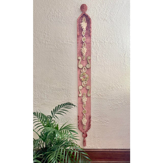 19th Century Victorian Velvet Raised-Embroidery Bell Pull For Sale - Image 6 of 6