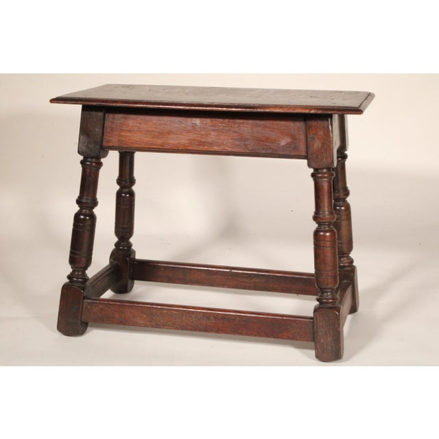 English William and Mary Style English Oak Joint Stool For Sale - Image 3 of 10