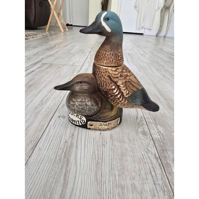 American Vintage 1980 Jim Beam Ducks Unlimited "Blue-Winged Teal" Ceramic Whiskey DecanterDescription For Sale - Image 3 of 12