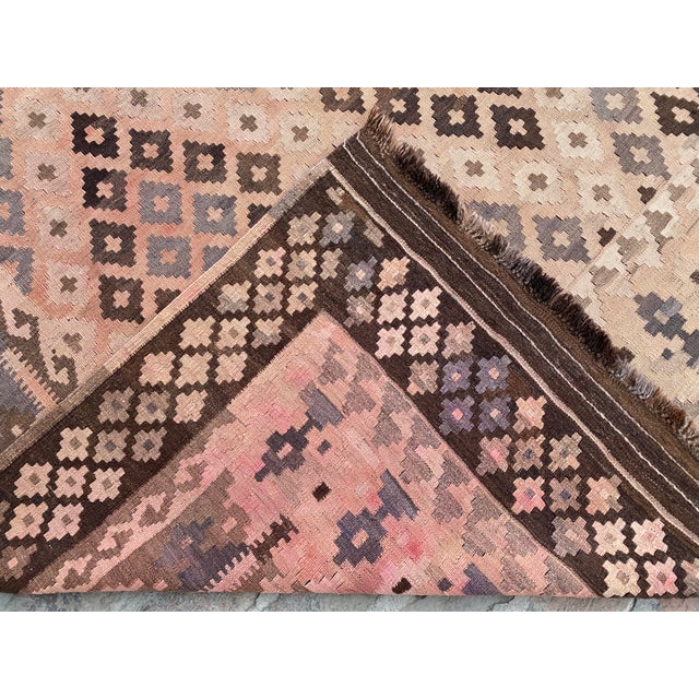 Vintage Oversized Terracotta Geometric Wool Kilim Rug For Sale - Image 13 of 14