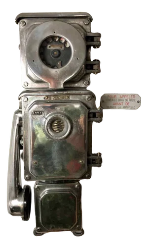 Vintage French Train Station Telephone in Cast Aluminium & Bakelite