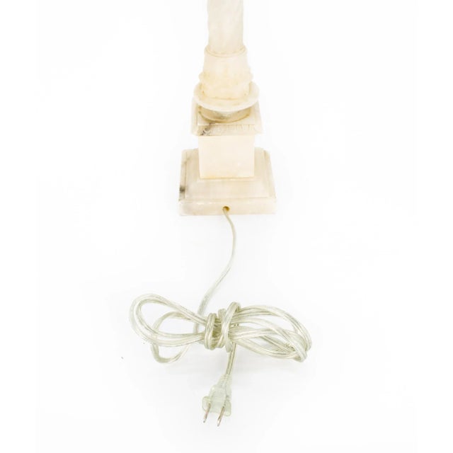 Hand Carved Italian Mid Century Alabaster Column Table Lamp For Sale - Image 10 of 11