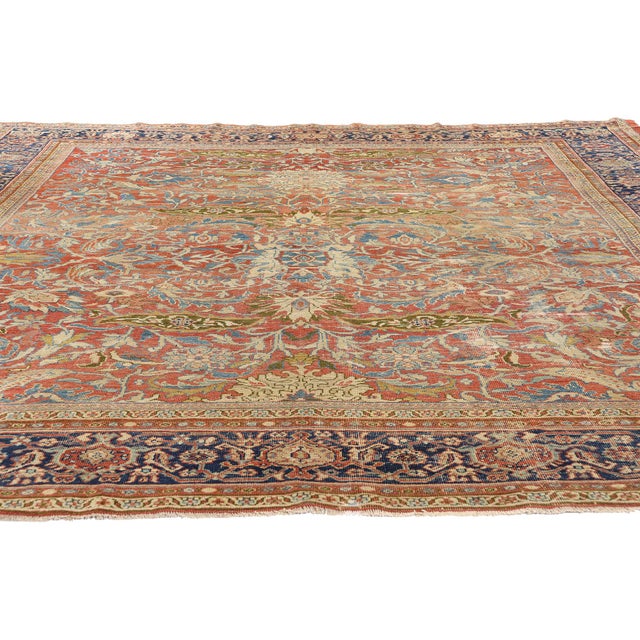 Rustic Late 19th Century Antique Persian Sultanabad Rug - 09'00 X 09'11 For Sale - Image 3 of 9
