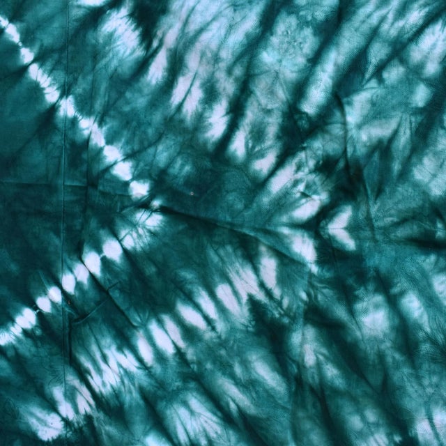 Early 20th Century Yoruba Tie Dyed Textile Teal 63x49 inch For Sale - Image 4 of 7