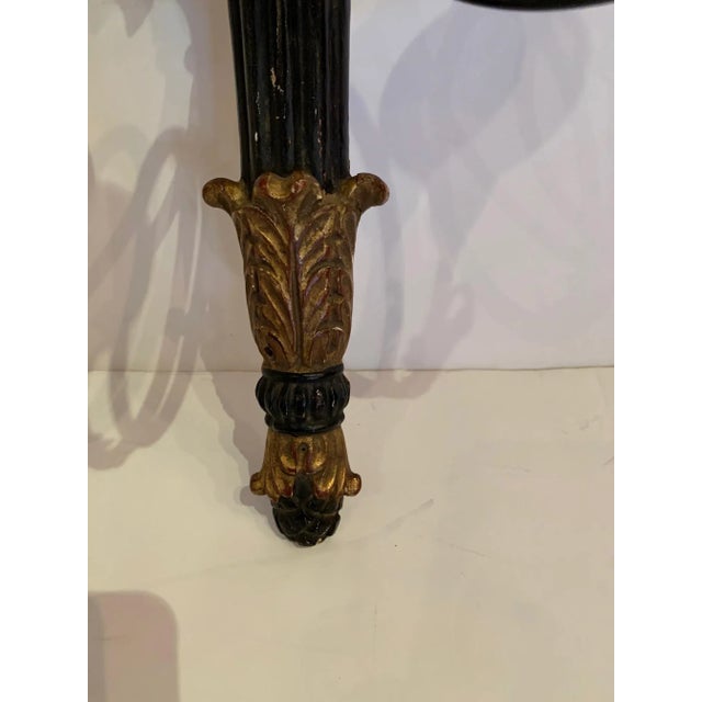 Neoclassical Black and Gold Italian Neoclassical Sconces - a Pair For Sale - Image 3 of 12