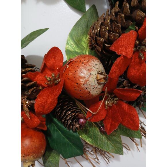 Pomegranate Winter Door Wreath Beautiful Realistic Holiday Christmas Arrangement For Sale - Image 12 of 16