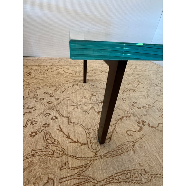 Burnished Brass Metal With Glass Top Coffee Table For Sale - Image 11 of 12