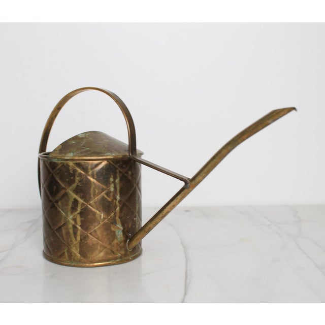 Metal Vintage English Brass Watering Can For Sale - Image 7 of 11