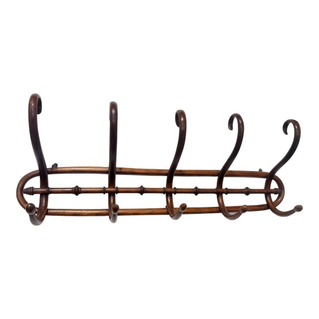 French Faux Bamboo Bentwood Wall Coat Rack, Thonet-Style, Late 19th For Sale