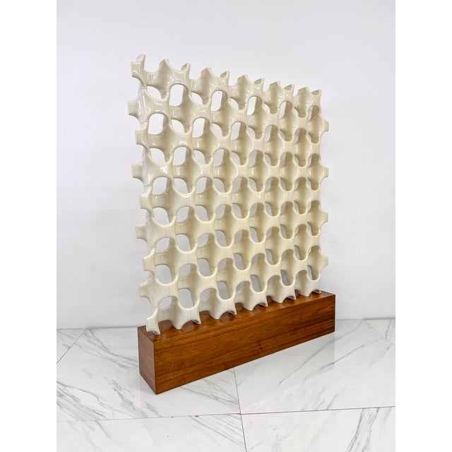 Patinated Sculpta-Grille Bones Screen on Walnut Base by Richard Harvey, 1960s For Sale - Image 4 of 8