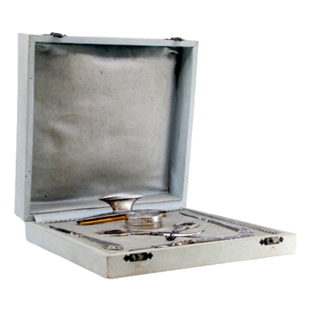 Silver Manicure Case, Set of 6 For Sale
