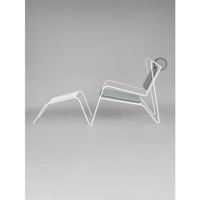 White capri easy lounge chair with cushions and ottoman by cools collection materials: powder coated stainless steel,...