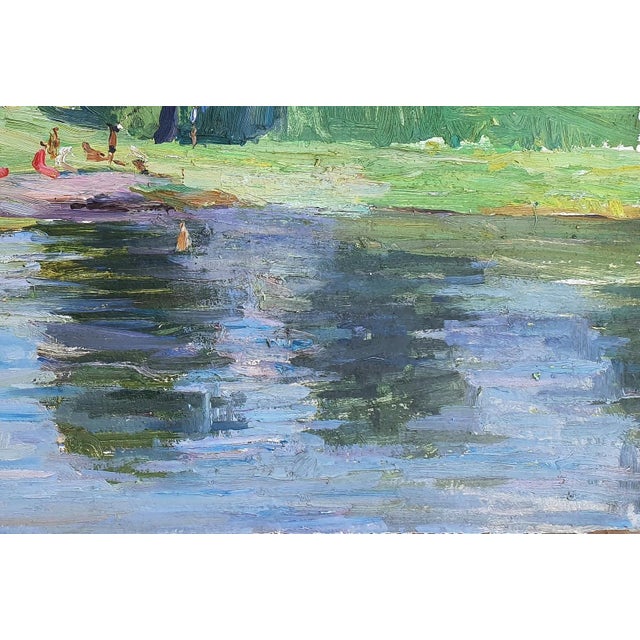 1970s Impressionism River Landscape Painting, Original Ukrainian Art 50-73,5 For Sale - Image 6 of 6