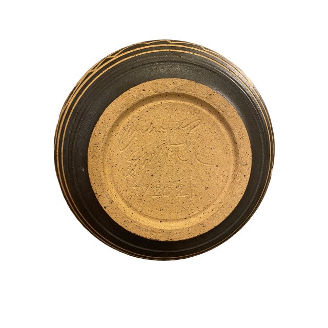 Black Gulf Coast Artist Charles Smith Sgraffito Studio Pottery Bowl With Fish Motif For Sale - Image 8 of 8