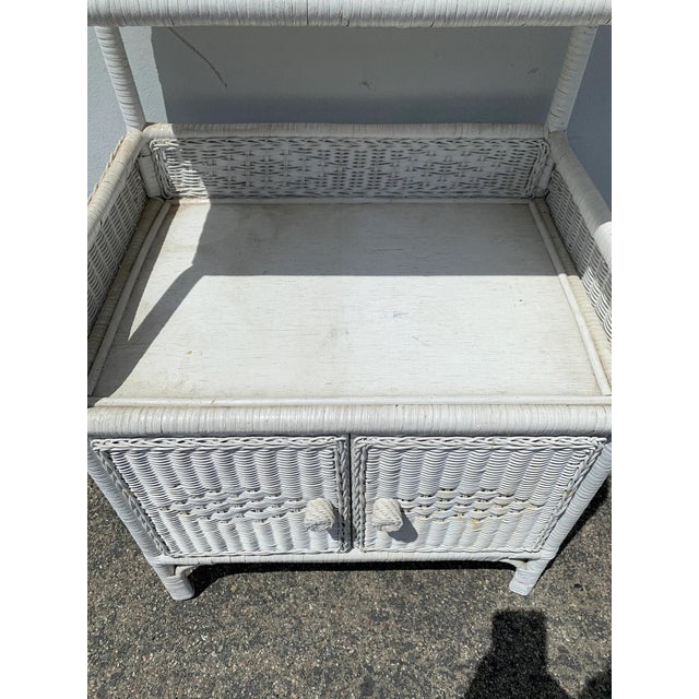 Wicker Shelving Cabinet Storage Etagere Book Case Display Shelf Rattan Bamboo For Sale - Image 10 of 10