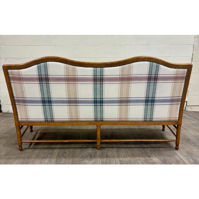 Vintage Isenhour Furniture MCM Ficks Reed Style Rattan Camelback Sofa For Sale - Image 10 of 14