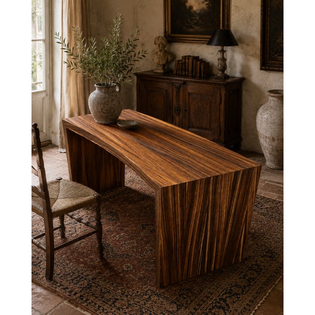 Postmodern Waterfall Desk with Macassar Finish, 1980s For Sale - Image 10 of 13