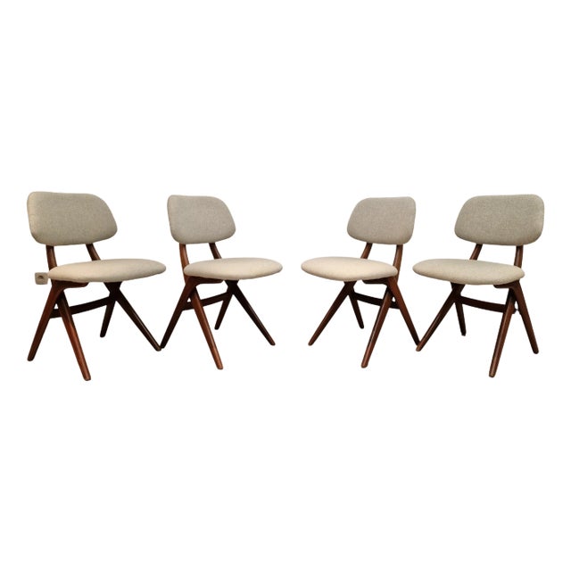 Scissor Chairs attributed to Louis Van Teeffelen for Wébé, 1975, Set of 4 For Sale