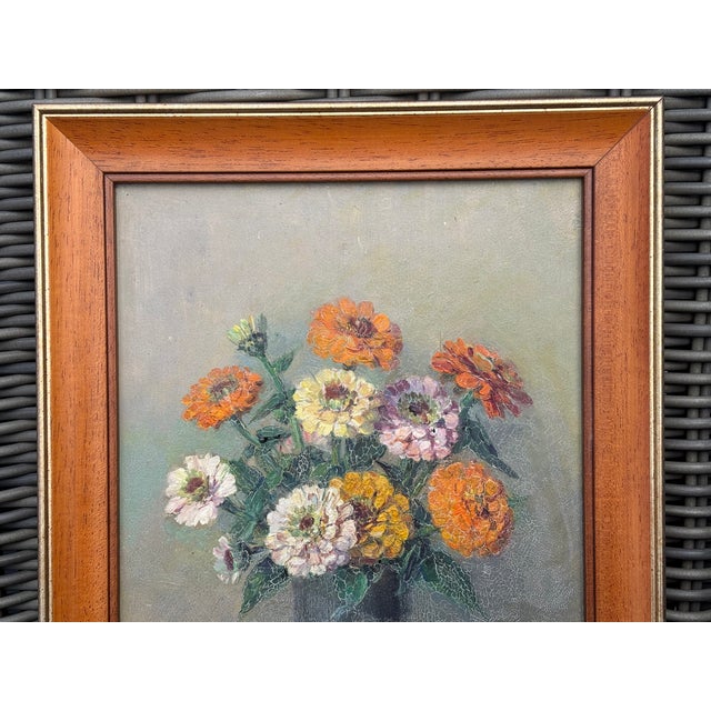 Early 20th Century Early 20th Century Elegant Pansies English Traditional Oil Painting For Sale - Image 5 of 8