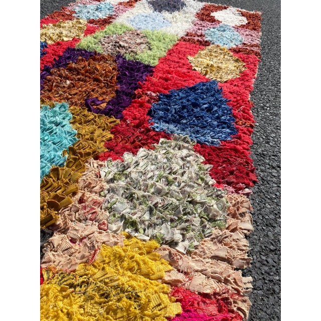 Moroccan Artist 1980s Vintage Red Recycled Fabric Moroccan Berber Rug For Sale - Image 4 of 9