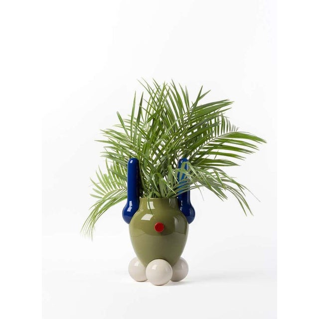 Set of 3 Contemporary Decor Glazed Ceramic Explorer Vase Collection For Sale - Image 6 of 11