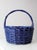 Wood Large Vintage Blue Wicker Basket With Handle For Sale - Image 7 of 13