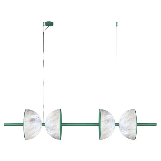 Ermes Freedom Green Metal and Alabaster Pendant Light 2 by Alabastro Italiano For Sale