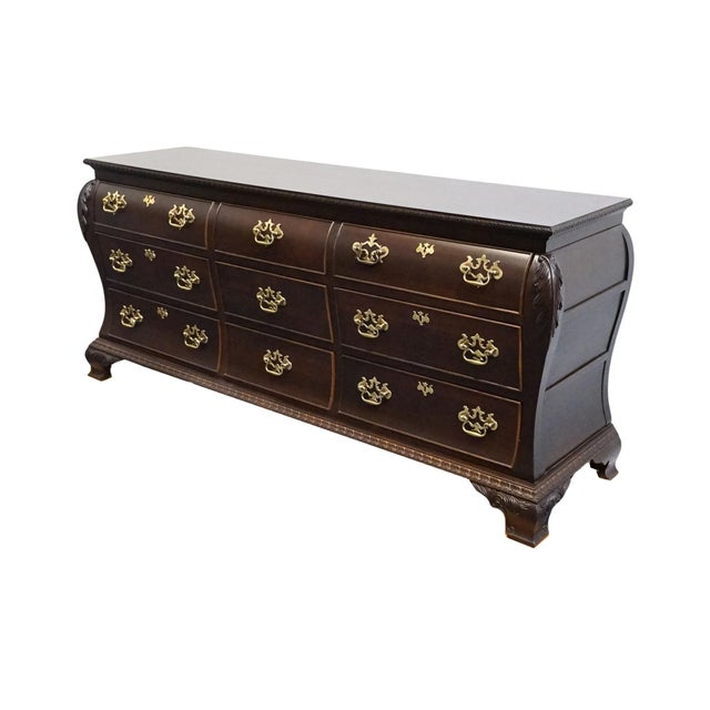 CENTURY FURNITURE Claridge Collection Solid Mahogany Traditional Style 76" Bombe Triple Dresser 33" High 76.75" Wide 21"...