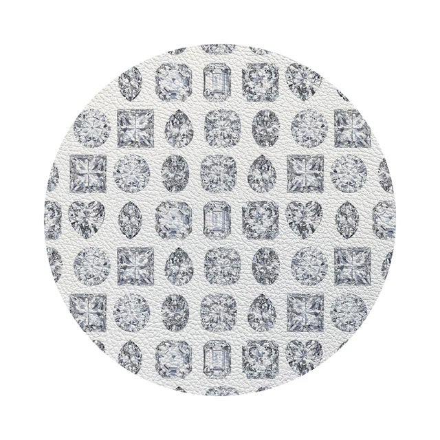 2020s Bougie Diamonds Ice Vegan Leather Round Pebble Placemat, Set of 4 For Sale - Image 5 of 5