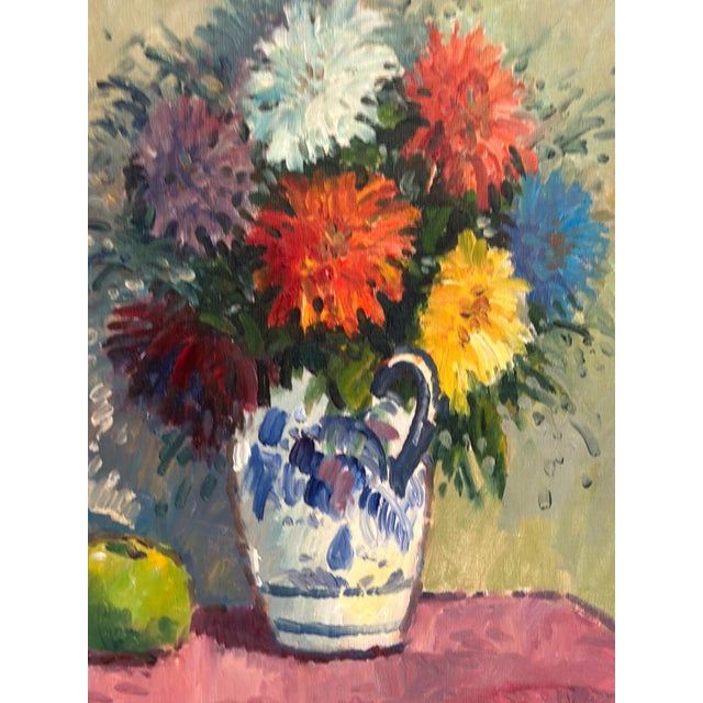 Eric Lundgren, Asters in Ceramic Vase, 1950s, Oil on Canvas, Framed For Sale - Image 8 of 18