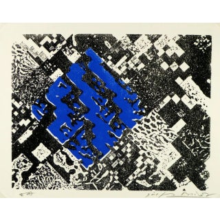 Joseph Brisot, Black and Blue Abstract For Sale