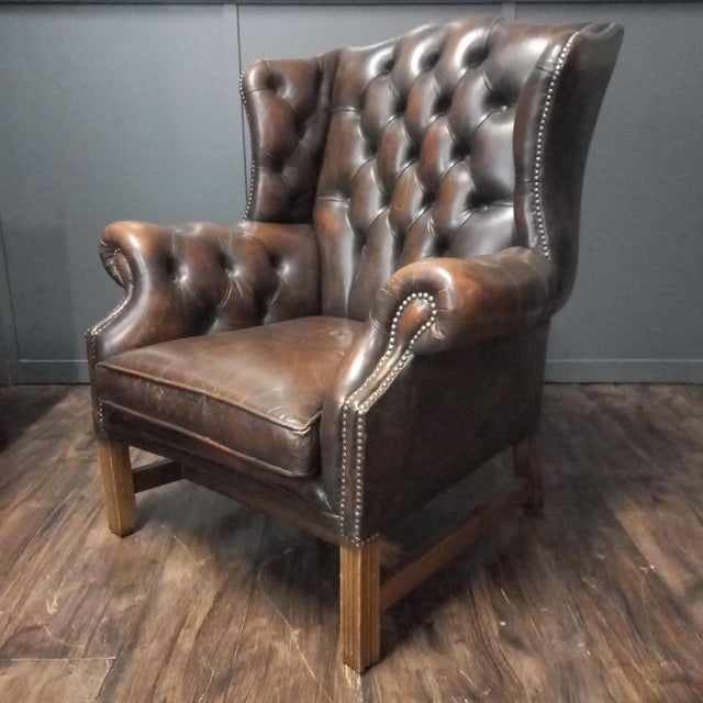 Vintage Chesterfield Wingback Club Chair, 1970s For Sale - Image 14 of 17