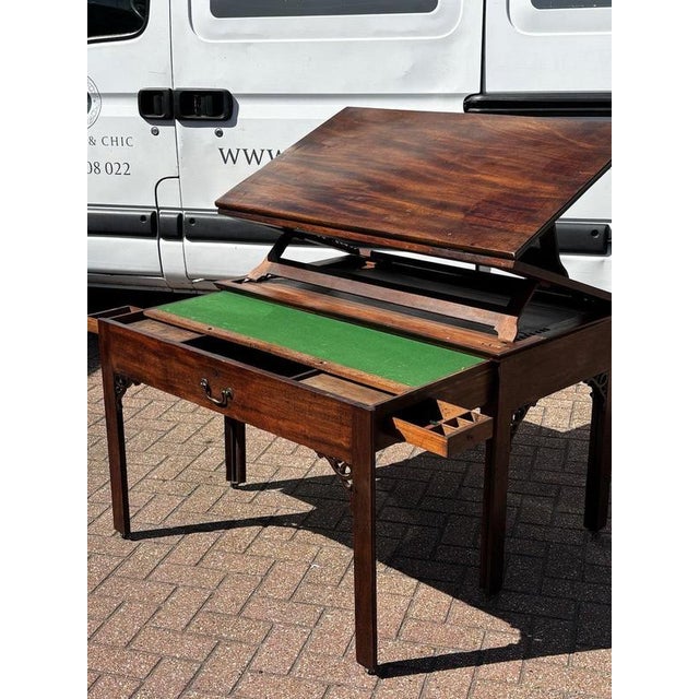 English Georgian Mahogany Architects Desk For Sale - Image 4 of 18