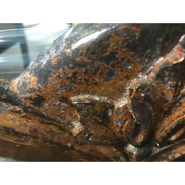 1950s Continental Carved Wood Bench with Turned Legs & Upholstered Seat in Designer Fabric For Sale - Image 4 of 10