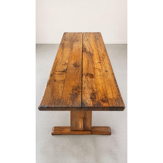 Wood 18th Century Rustic Trestle Table For Sale - Image 7 of 12