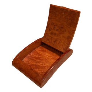 Collectible Vintage Antique Small Wooden Box Burlwood Cigarette Jewelry For Sale