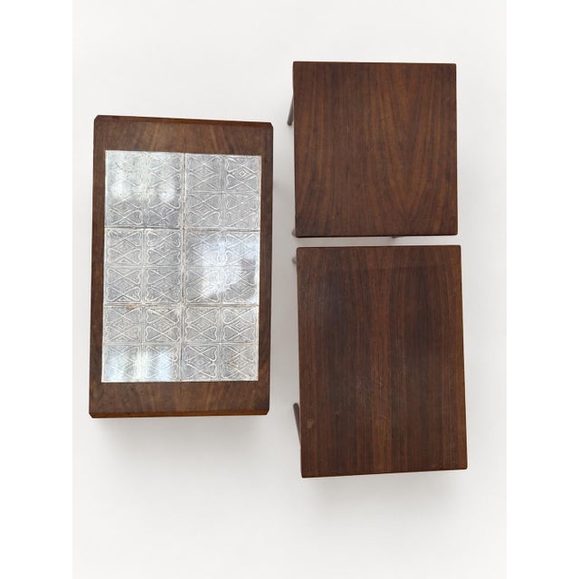 Rosewood Nesting Tables with Ceramic Tiles, Denmark, 1960s, Set of 3 For Sale - Image 16 of 18