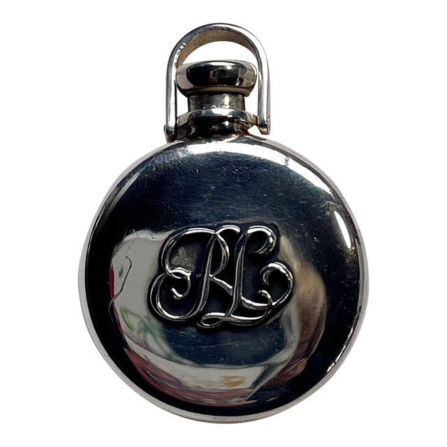 1990s Ralph Lauren Monogram Sterling Silver Perfume Pendant - For Sale