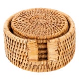 Artifacts Rattan 6-Piece Round Coaster Set With Box For Sale