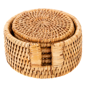 Artifacts Rattan 6-Piece Round Coaster Set With Box
