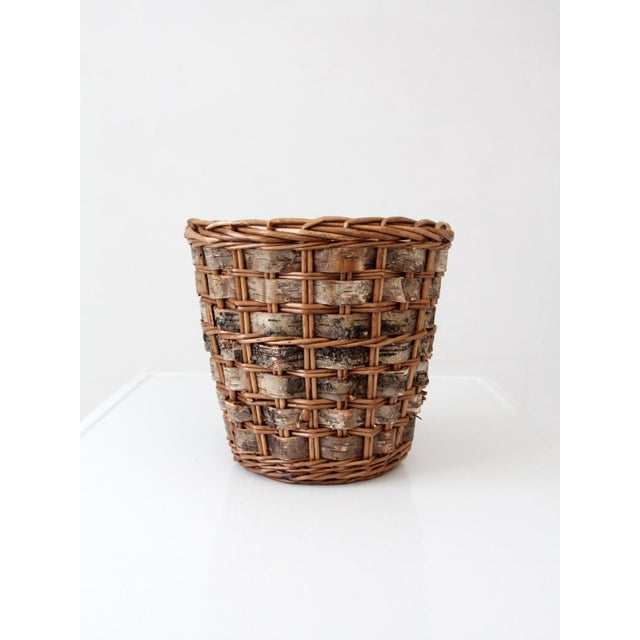 Mid 20th Century Vintage Birch Bark Basket For Sale - Image 5 of 10