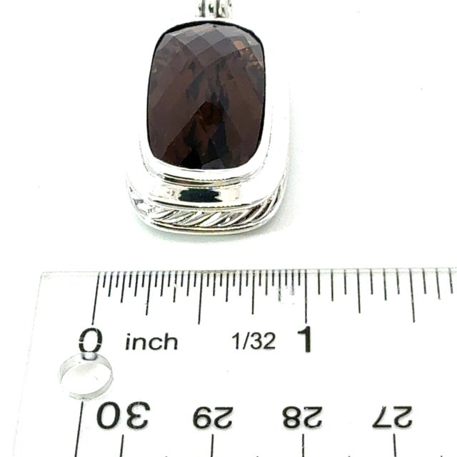 1990s David Yurman Large Smokey Topaz Albion Pendant Sterling Silver Estate For Sale - Image 4 of 8