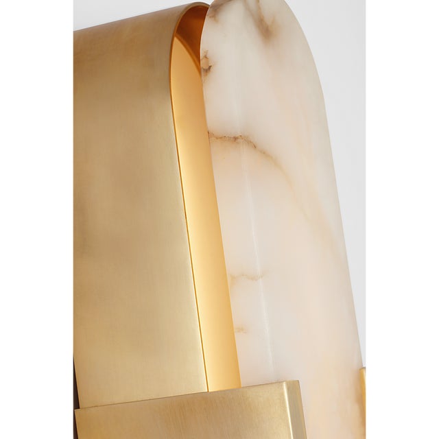 Modern Kelly Wearstler for Visual Comfort Signature Melange 20" Elongated Sconce in Antique-Burnished Brass with Alabaster For Sale - Image 3 of 7