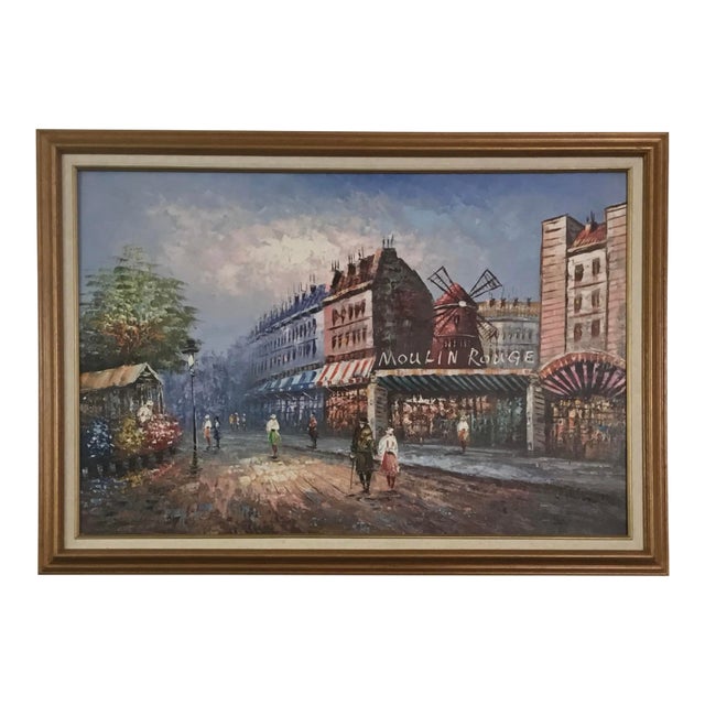 1970s Moulin Rouge Oil Painting For Sale