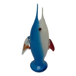 Mid-Century Murano Sommerso Vase in the Shape of a Fish, 1960s For Sale