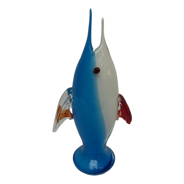 Mid-Century Murano Sommerso Vase in the Shape of a Fish, 1960s For Sale