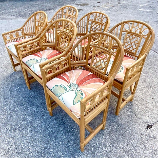 Vintage Coastal Rattan Brighton Dining Chairs Set of 6 Chairish