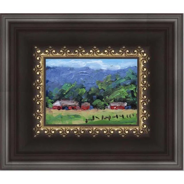 Green "Reno Nevada Farm" Contemporary Impressionist Style Landscape Oil Painting For Sale - Image 8 of 12