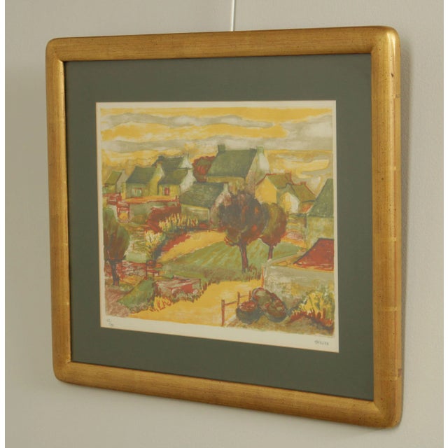 High quality gold wood framed Lithograph by Eliane Thiollier.